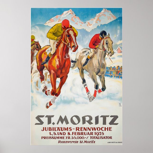 Poster St Moritz Jubiläums-Rennwoche 1925 Switzerland (Frente)