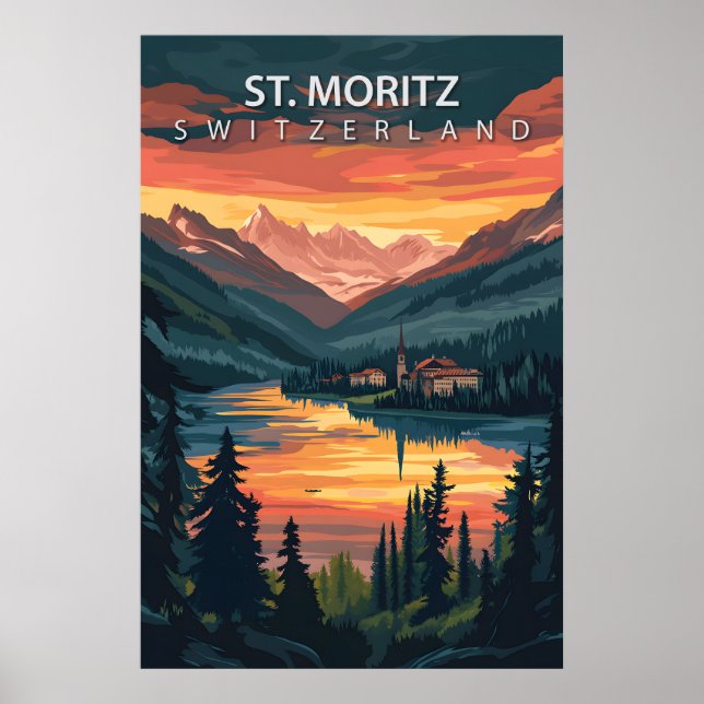 Poster St. Moritz Switzerland Travel Alpine Winter (Frente)