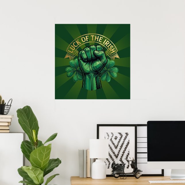 Poster St. Patrick’s Day Luck of the Irish Fist Shamrock (Escritório em casa)