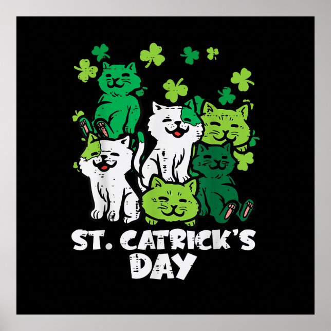 Poster St Patricks Catricks Day Cats Saint Pattys (Frente)