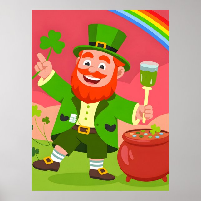 Poster St. Patrick's Day Leprechaun Illustration  (Frente)