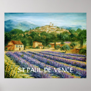Póster St Paul De Vence e lavanda