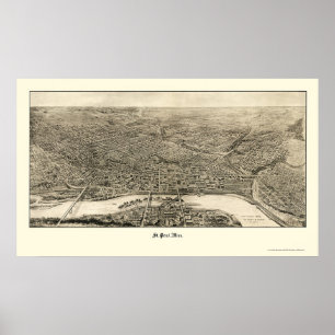 Poster St Paul, mapa panorâmico do manganês - 1906