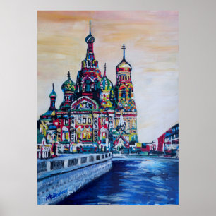 Poster St Petersburg com a igreja do salvador no sangue