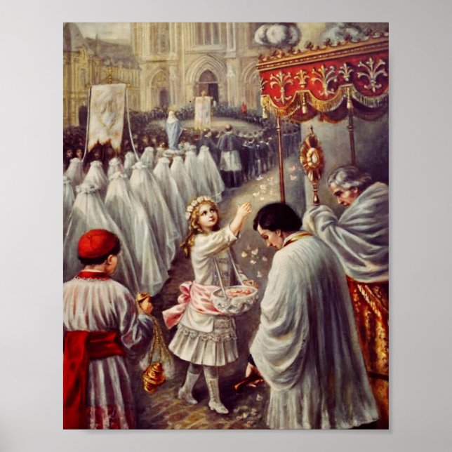 Poster St. Teresa throws flowers to the Blessed Sacrament (Frente)