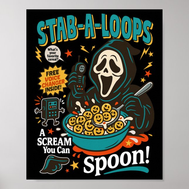 Poster Stab-a-loops Horror Cereal Box Halloween Killer Br (Frente)