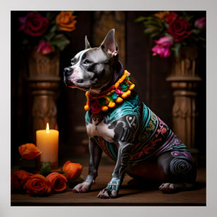 Poster Staffordshire Bull Terrier Altar Dia dos Mortos