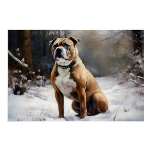 Póster Staffordshire Bull Terrier Deixe Nevar Natal