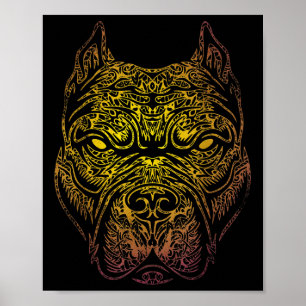 Poster Staffordshire Bull Terrier Dog Tribal Tattoo