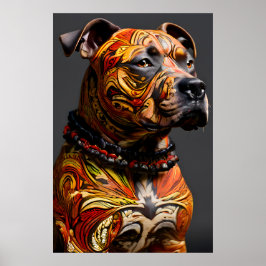 Poster Staffordshire Bull Terrier, no quarto do guerreiro