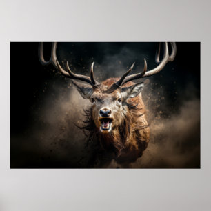 Poster Stag Elk Wild Animal Retrato Natureza Beleza