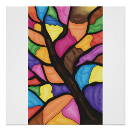 Póster Stain glass tree art 