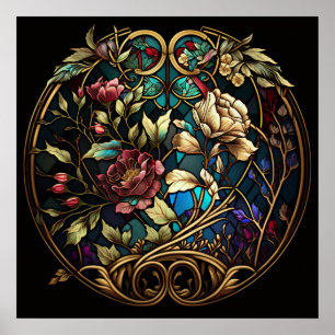 Poster Stained Glass Floral Surprise