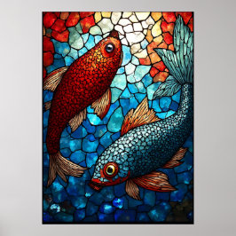 Poster StainGlass Koi Harmony