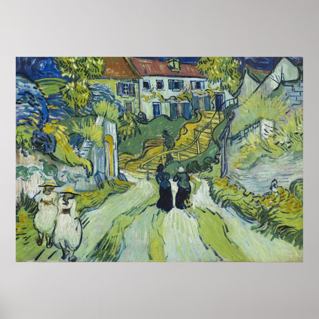 Poster Stairway em Auvers por Vincent van Gogh (Frente)