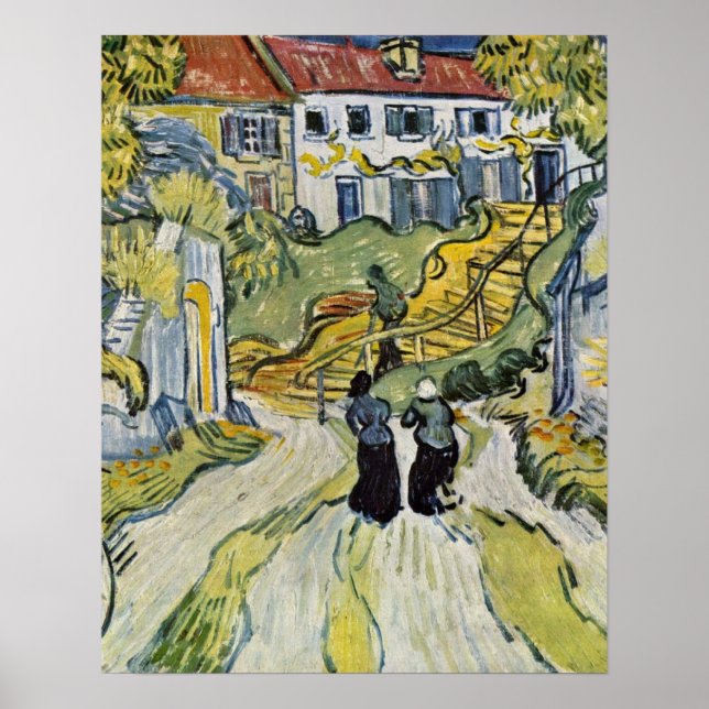 Póster Stairway em Auvers por Vincent Willem van Gogh (Frente)