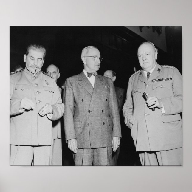 Póster Stalin, Truman E Churchill — Foto WW2 (Frente)