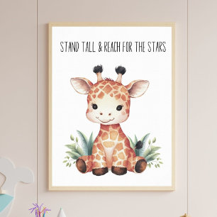 Poster Stand Tall - Baby Giraffe Safari NurserArt