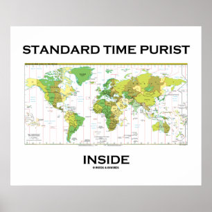 Póster Standard Time Purist Inside (Time Zones World Map)
