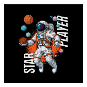 Póster Star Player - Vibes de Basquete de Espaço
