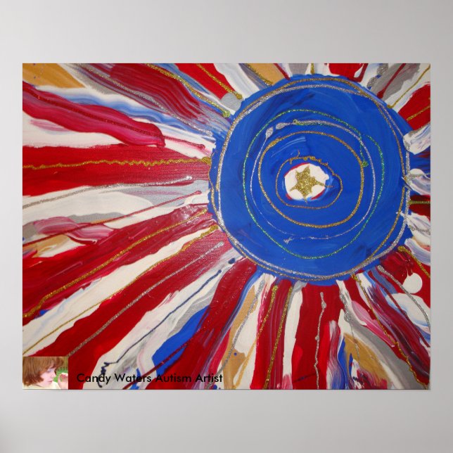 Póster "Star Spangled Sun", por Candy Waters Autismo Arti (Frente)