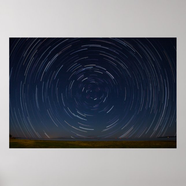 Poster Star Trails sobre Lake Huron na Rua. (Frente)