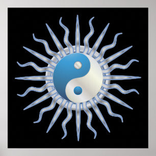 Poster Starburst azul Yin Yang