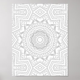 Poster Starburst Geometry Coloring Page Art Design