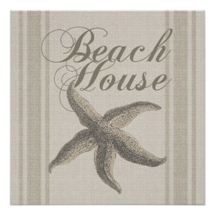 Póster Starfish Beach House Seashore Coastal