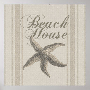 Poster Starfish Beach House Seashore Coastal