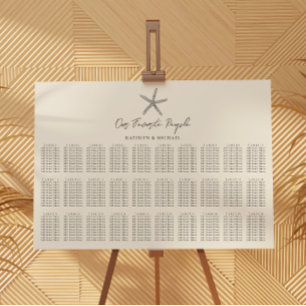 Poster Starfish Beach Wedding 30 Mesa Seating Charts