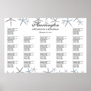 Poster Starfish Borders Beach Weding Seating Chart