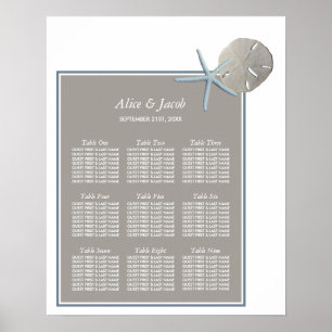 Poster Starfish e Sand Dollar - Seating Beach Weding