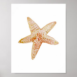 Poster Starfish Peach Beach Decor Watercolor Painting