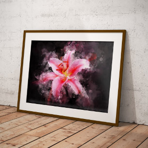 Poster Stargazer Lily Flor Watercolor - bb 01