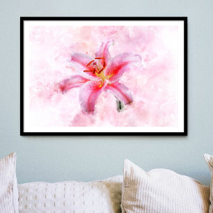 Poster Stargazer Lily Flor Watercolor - wb 01
