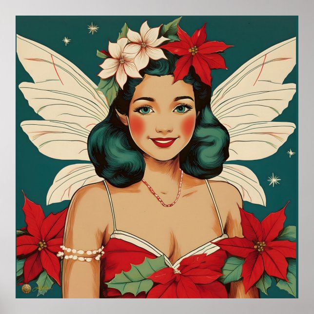 Poster Starlet de Pin-Up de Natal Tropical de Retro (Frente)