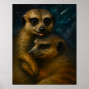 Poster Starlit Meerkat Embrace