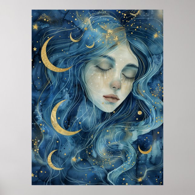 Poster Starlit Visions – Indigo Moon Goddess (Frente)