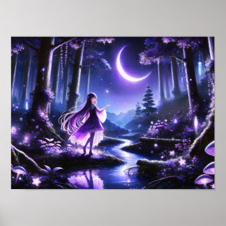 Poster Starlit Wanderer na Mystic Forest entre glowi