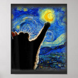 Poster Starnight Cat, Van Gogh Cat Lover Cat Mãe Pai
