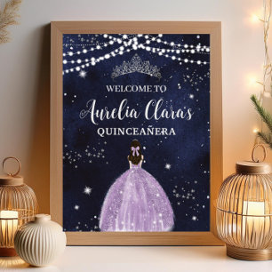 Poster Starnight Purple Lilac Vestido Silver Quinceañera