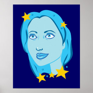 Poster Starry Blue Girl