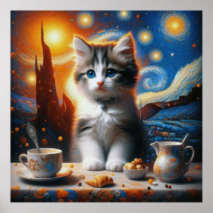 Poster Starry Cat Love