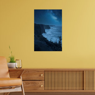Poster Starry Coastal Night - Serene Via Látea Ocean View