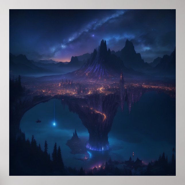 Poster Starry E Cosmic Night Sky (Frente)