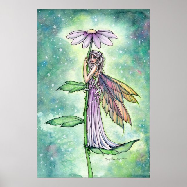Poster Starry Garden Primavera Flower Fairy Watercolor Ar (Frente)