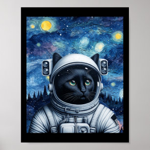 Poster Starry Night Cosmic Cat Astronauta Art