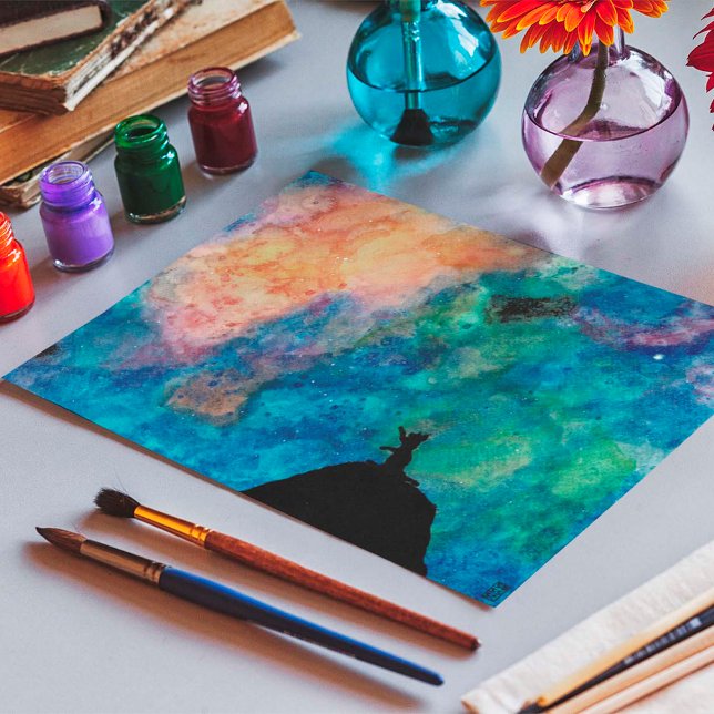 Poster Starry Night Dog Stars Galaxy Watercolor (Criador carregado)