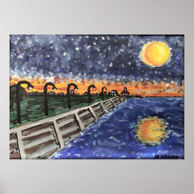 Póster Starry Night Lake Pontchartrain (Frente)